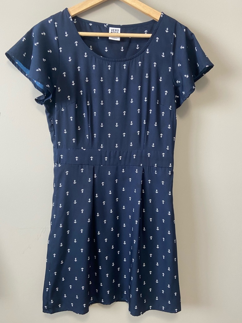 Vero Moda Navy Mini Dress with White Anchor Print